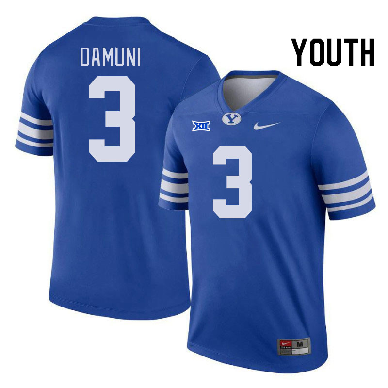 Youth #3 Raider Damuni BYU Cougars College Football Jerseys Stitched Sale-Royal